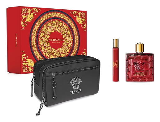 Versace Eros Flame confezione regalo per uomo Eau de Toilette 100 ml spray da viaggio 10 ml trousse di cosmetici